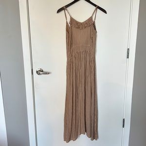 Tan and cream striped dress